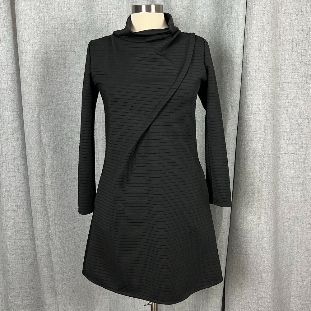 Long sleeve, a-line shift black dress, Size S